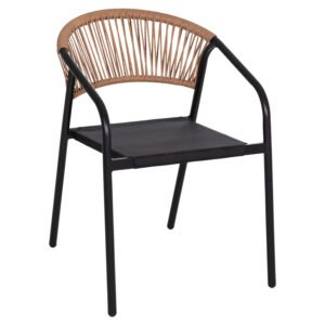 ΠΟΛΥΘΡΟΝΑ HOMAN HM6430.03 ΜΑΥΡΟ ΜΕΤΑΛΛΟ & TEXTILENE--ΜΠΕΖ P.E.RATTAN 53x58x75Υεκ